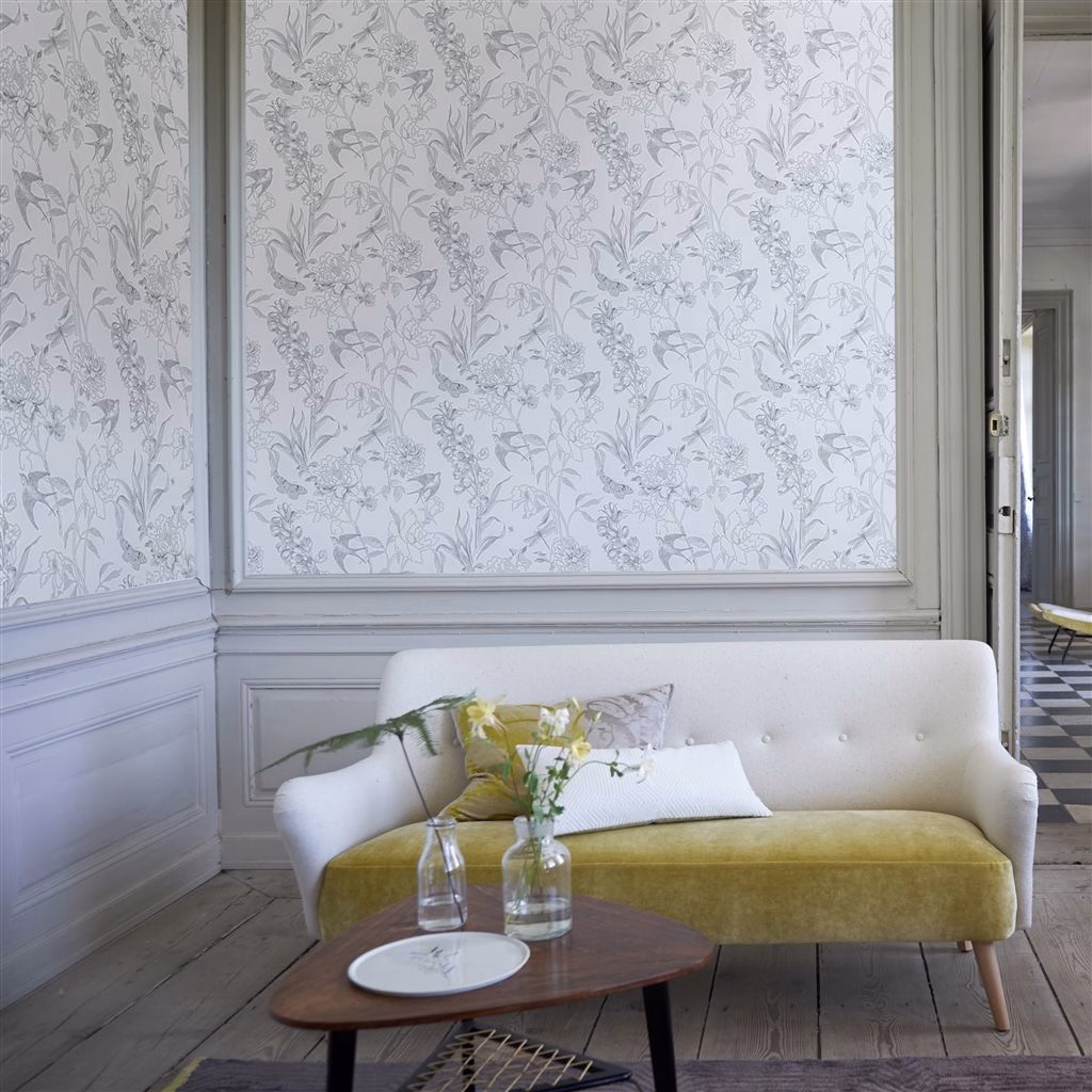 Обои Designers Guild Jardin Des Plantes Sibylla Garden Black And White PDG721/01 фото в интерьере