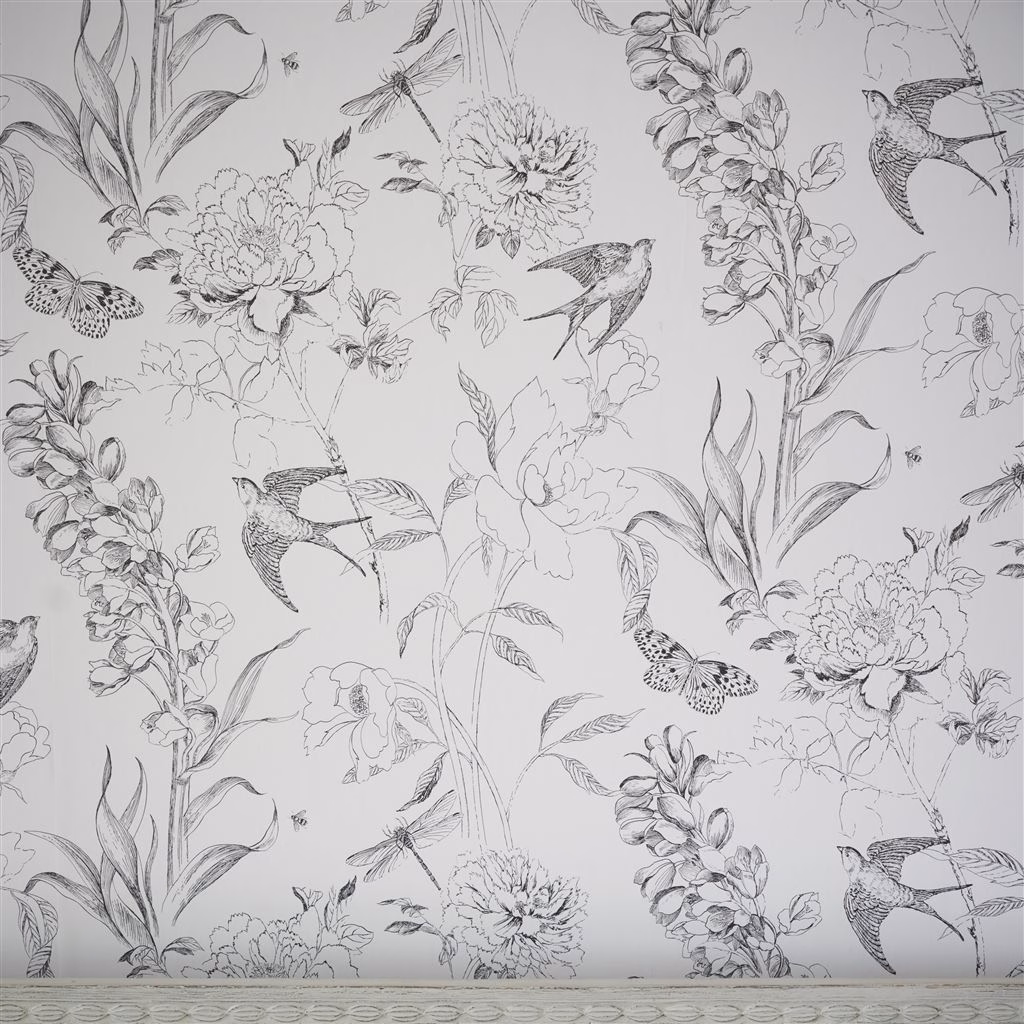 Обои Designers Guild Jardin Des Plantes Sibylla Garden Black And White PDG721/01 фото в интерьере