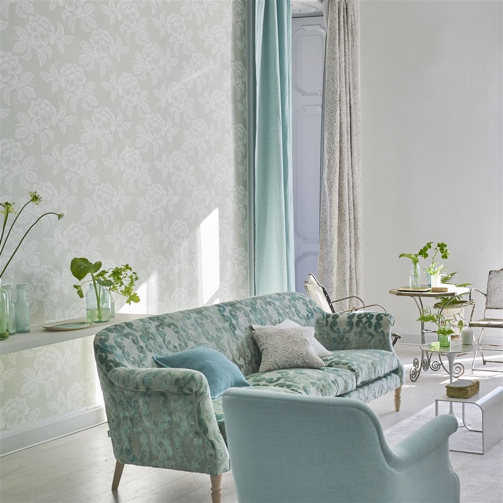 Обои Designers Guild Majolica Berettino Celadon PDG1020/07 фото в интерьере