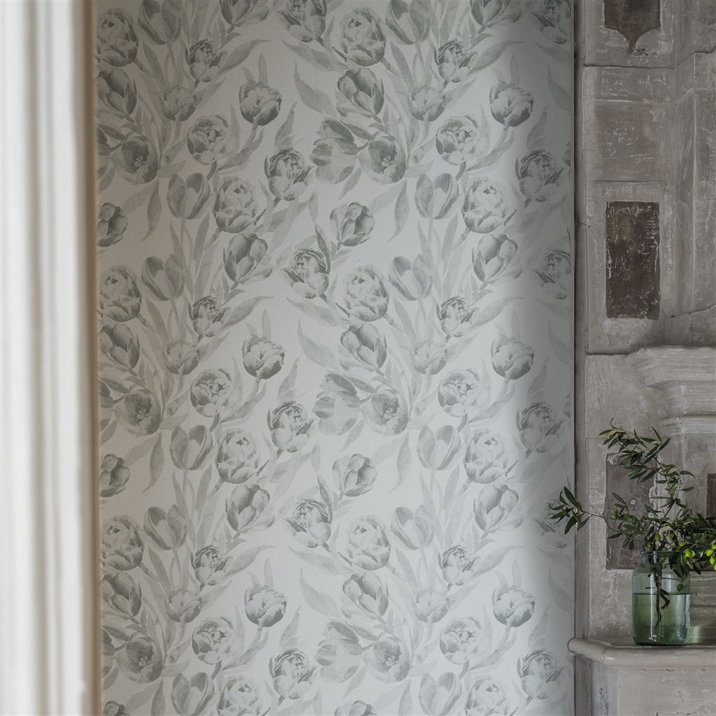 Обои Designers Guild Marquisette Fontainebleau-Slate PDG685/06 фото в интерьере