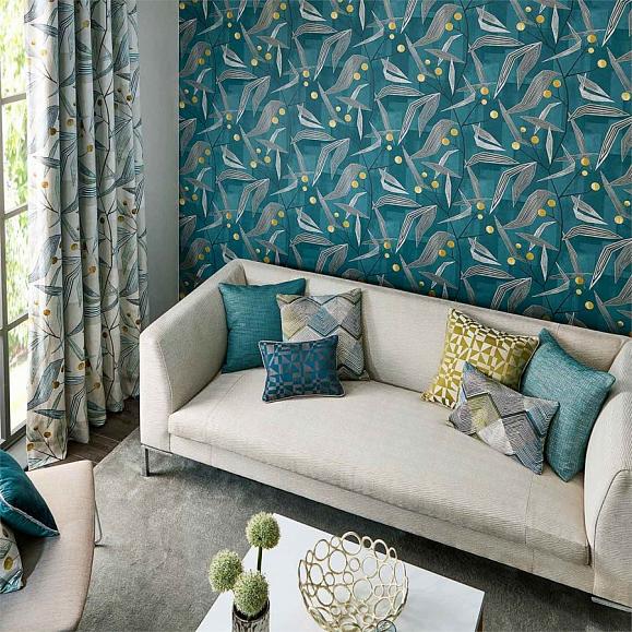 Обои Harlequin Entity Teal/Linden 111691 фото в интерьере
