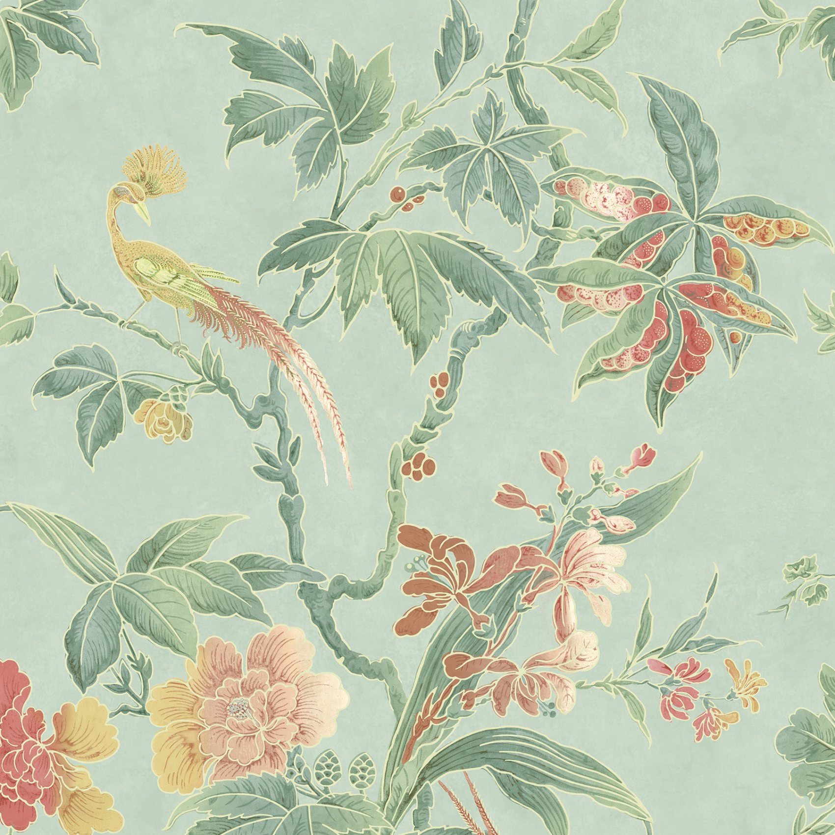 Обои Little Greene Archive Trails Paradise − Aquamarine 0247PAAQUAM
