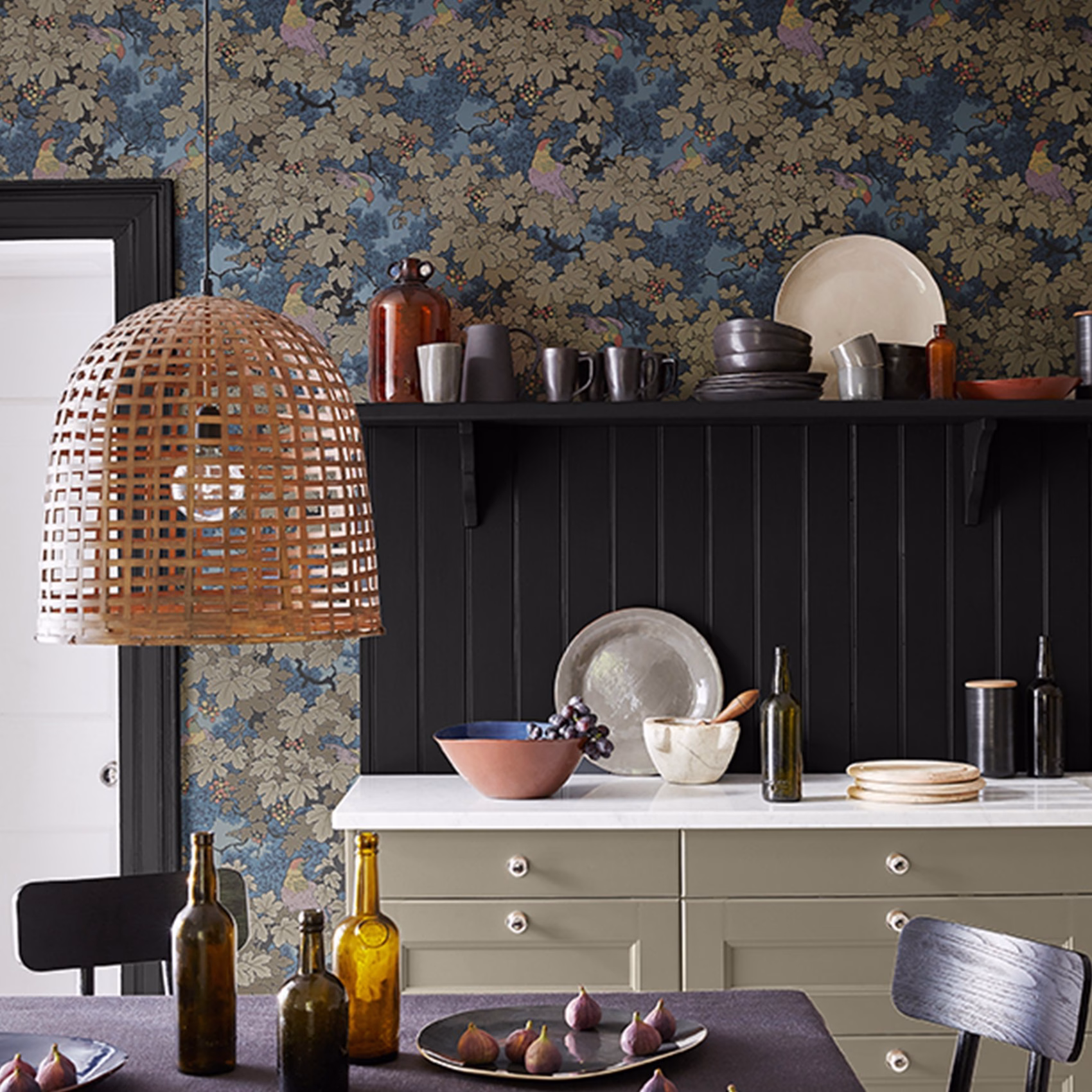 Обои Little Greene Archive Trails Vine - Bleu 0247VIBLEUZ фото в интерьере