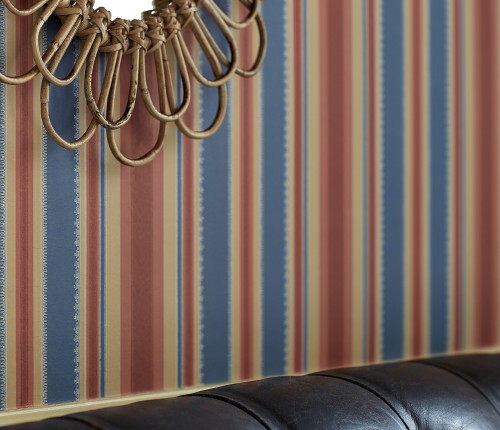 Обои Little Greene Painted Papers Colonial Stripe - Morocco 0286CLMOROC фото в интерьере