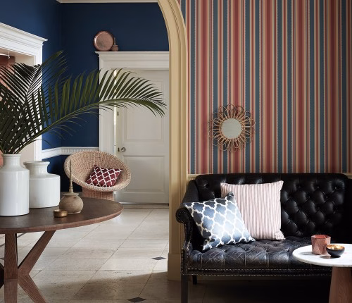 Обои Little Greene Painted Papers Colonial Stripe - Morocco 0286CLMOROC фото в интерьере