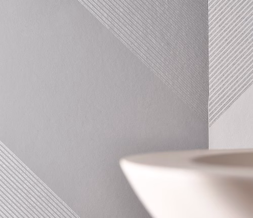 Обои Little Greene Painted Papers Elephant Stripe - Bright White 0286ESBRIGH фото в интерьере