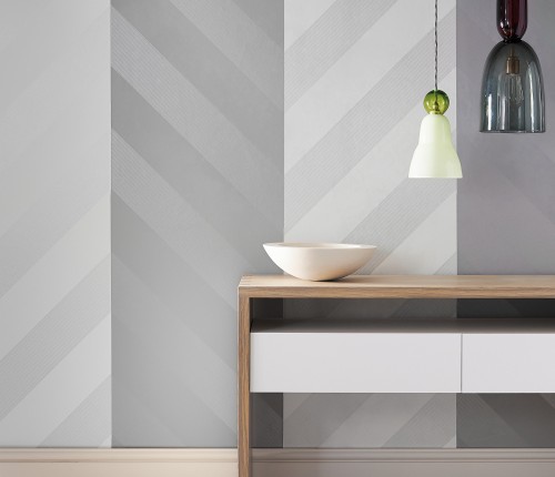 Обои Little Greene Painted Papers Elephant Stripe - Storm 0286ESSTORM фото в интерьере