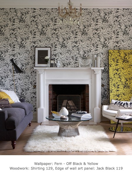 Обои Little Greene 20th Century Papers Fern - Off Black 0280FEOFFBL фото в интерьере