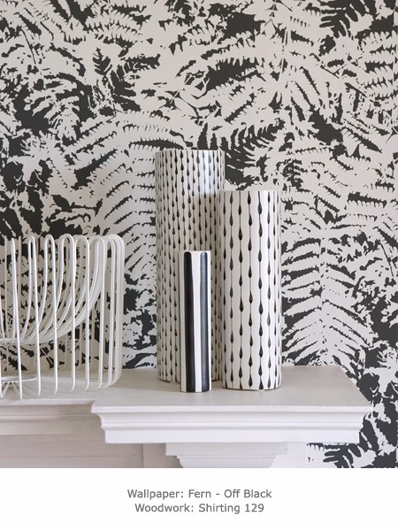Обои Little Greene 20th Century Papers Fern - Off Black 0280FEOFFBL фото в интерьере