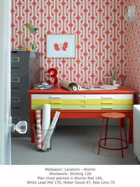 Обои Little Greene 20th Century Papers Lavaliers - Atomic 0280LAATOMI фото в интерьере