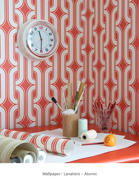 Обои Little Greene 20th Century Papers Lavaliers - Atomic 0280LAATOMI фото в интерьере