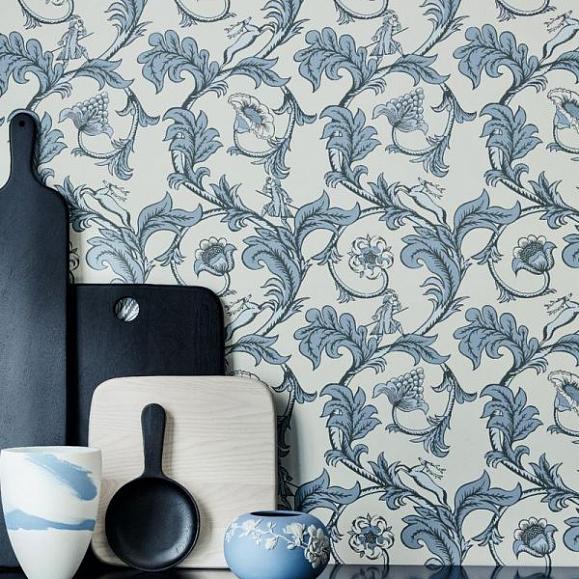 Обои Little Greene National Trust Papers Stag Trail - Sky 0245STSKYZZ фото в интерьере