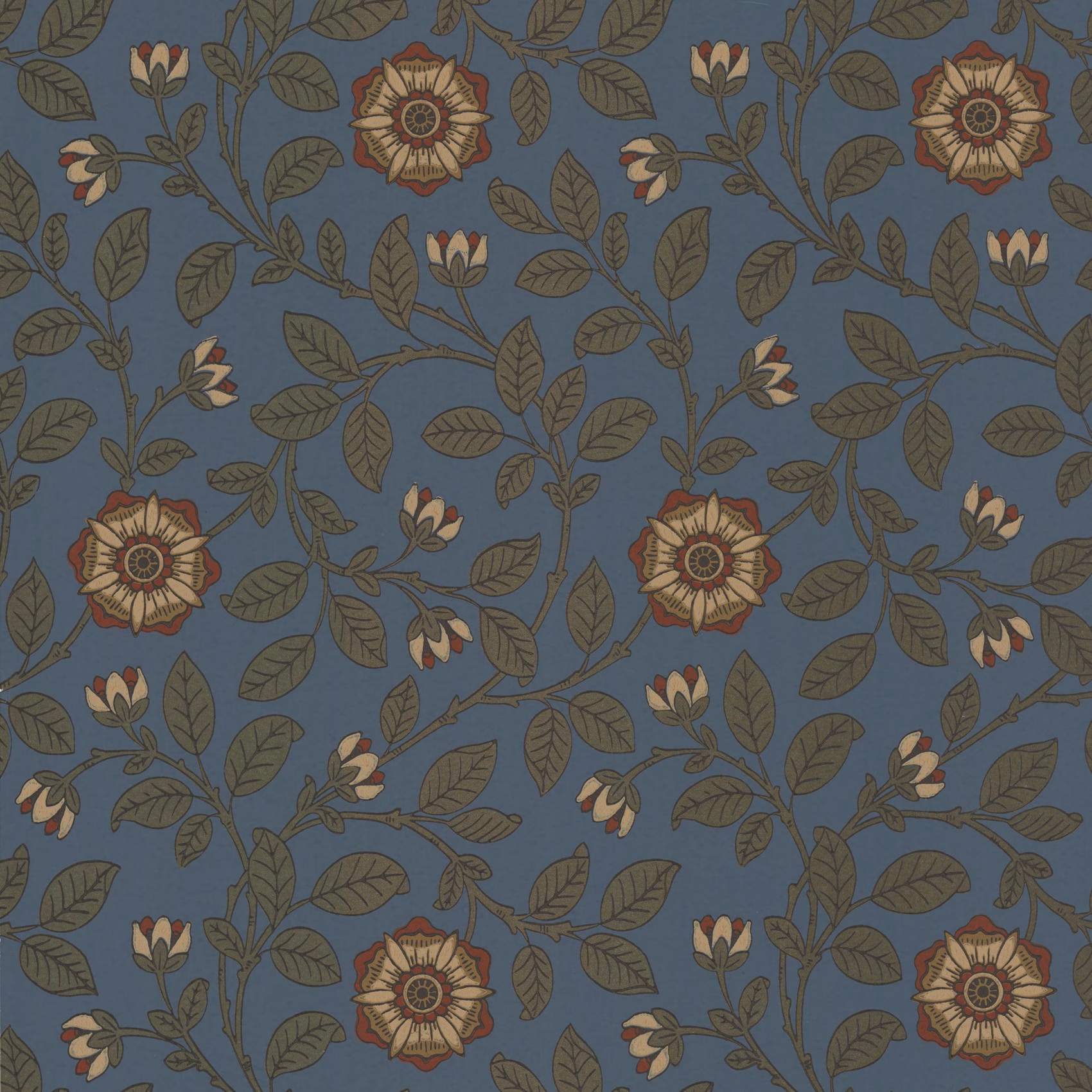 Обои Little Greene London Wallpapers IV Richmond Green − Revival Blue 0251RGREVIB