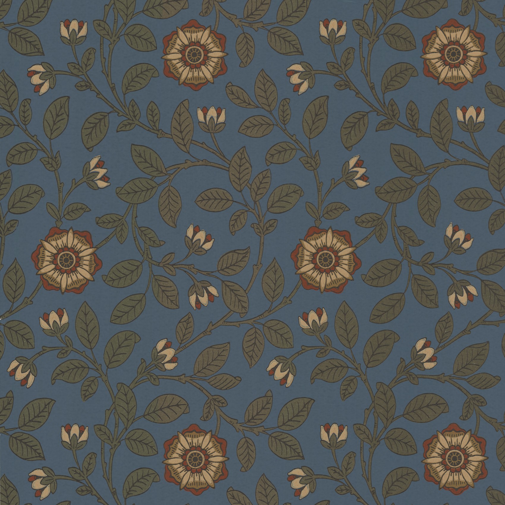 Обои Little Greene London Wallpapers IV Richmond Green − Revival Blue 0251RGREVIB