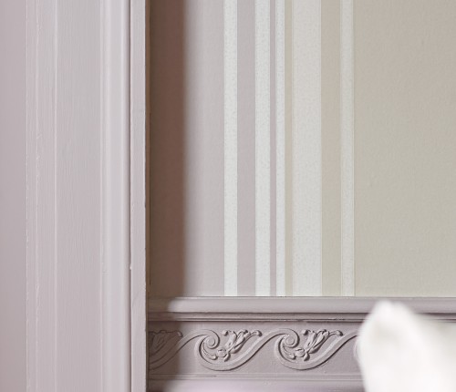 Обои Little Greene Painted Papers Tented Stripe - Dawn 0286TSDAWNZ фото в интерьере