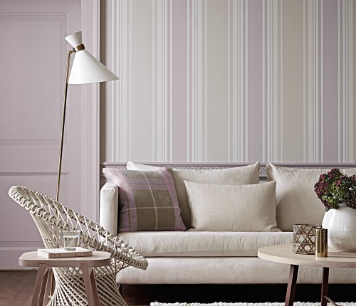 Обои Little Greene Painted Papers Tented Stripe - Dawn 0286TSDAWNZ фото в интерьере