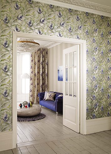 Обои Matthew Williamson Eden Sunbird W6543-01 фото в интерьере