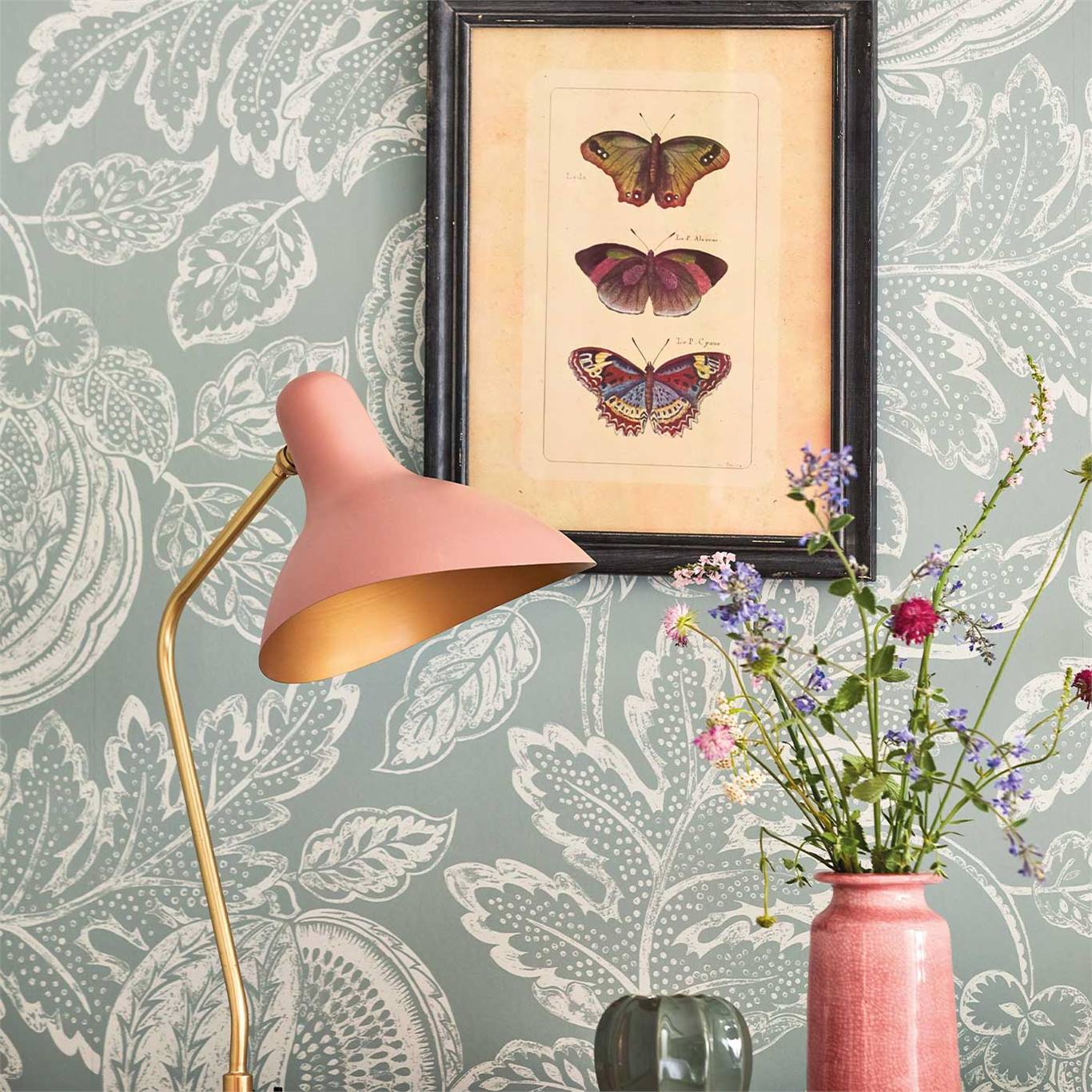 Обои Sanderson Caspian Cantaloupe 216761 фото в интерьере