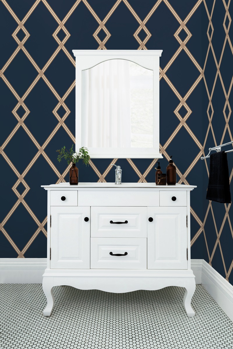 Обои York Conservatory Ribbon Stripe Trellis CY1506 фото в интерьере