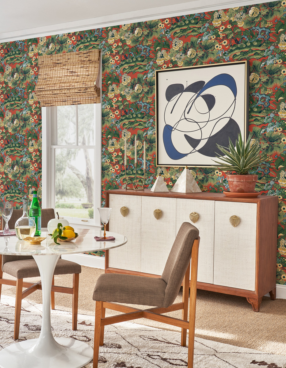 Обои York Conservatory Dynasty Floral Branch CY1541 фото в интерьере