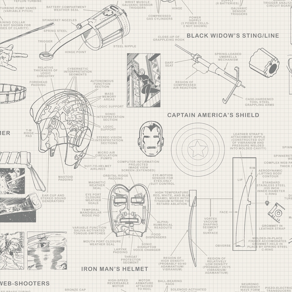 Обои York Disney IV Marvels Heroes Schematics DI0937 Обои York Disney IV Marvels Heroes Schematics DI0937