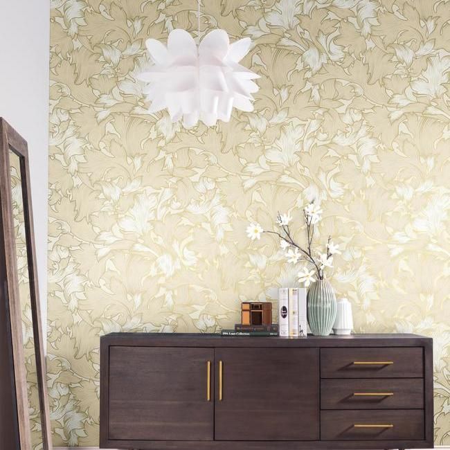 Обои York Modern Heritage 125th Anniversary Acanthus Toss NV5508 фото в интерьере