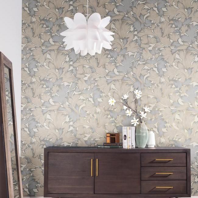 Обои York Modern Heritage 125th Anniversary Acanthus Toss NV5509 фото в интерьере
