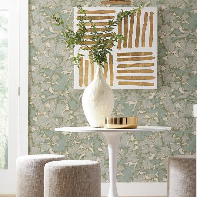 Обои York Modern Heritage 125th Anniversary Acanthus Toss NV5511 фото в интерьере Обои York Modern Heritage 125th Anniversary Acanthus Toss NV5511 фото в интерьере