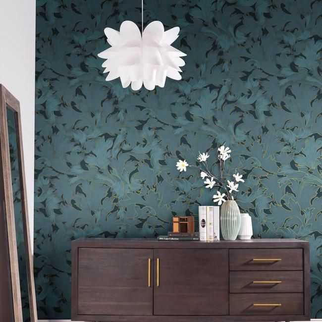 Обои York Modern Heritage 125th Anniversary Acanthus Toss NV5512 фото в интерьере