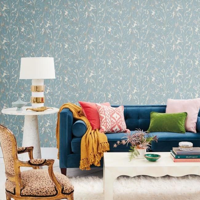 Обои York Modern Heritage 125th Anniversary Marbled Endpaper NV5593 фото в интерьере