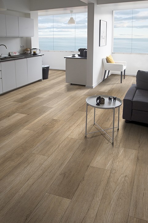 Пробковый пол клеевой CorkArt Design concept Enzo PY 4006 LNN X 1200×210×6 фото в интерьере