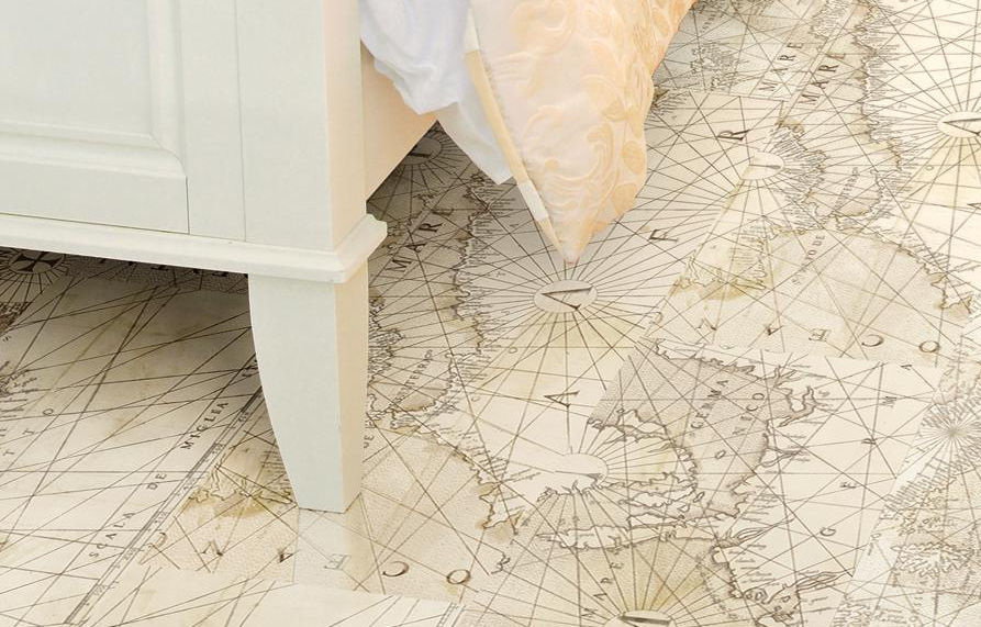 Пробковый пол замковый Corkstyle Fantazy World Map фото в интерьере
