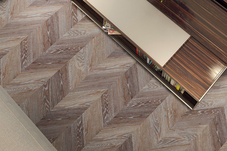 Пробковый пол клеевой Corkstyle Chevron Brown 1235×305×6
