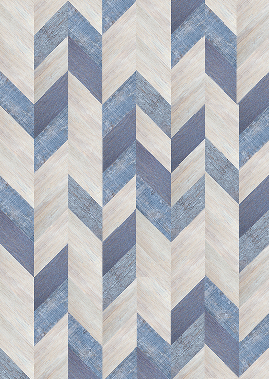 Пробковый пол клеевой Corkstyle Chevron Blue 1235×305×6