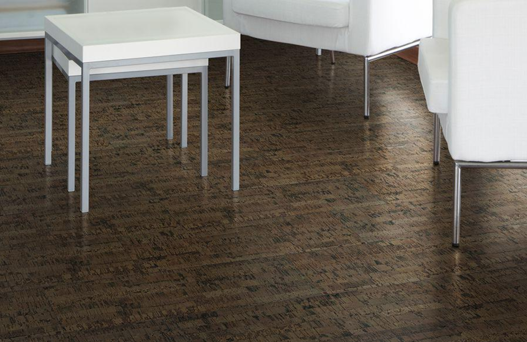 Пробковый пол клеевой Corkstyle CorkPro Linea Brown 915×200×6 фото в интерьере