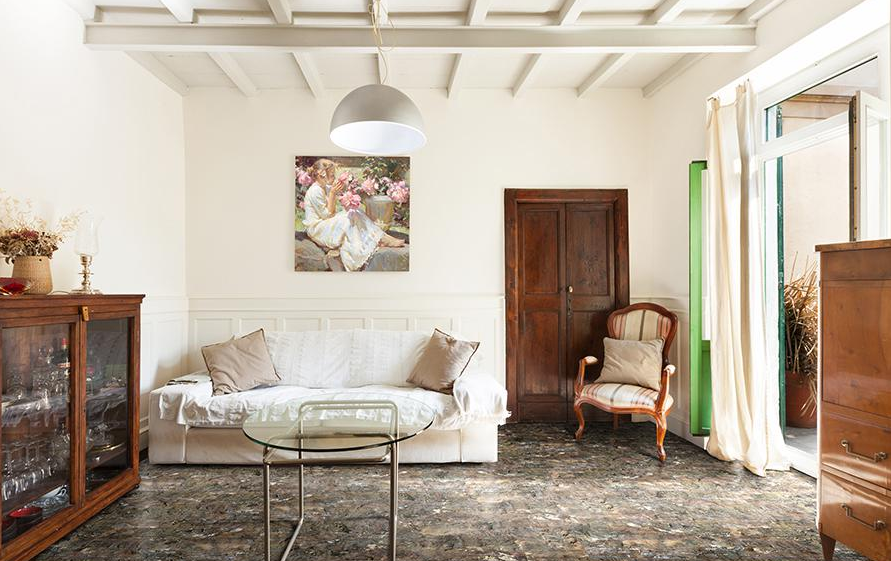 Пробковый пол клеевой Corkstyle Fantazy Fossil 915×305×6 фото в интерьере