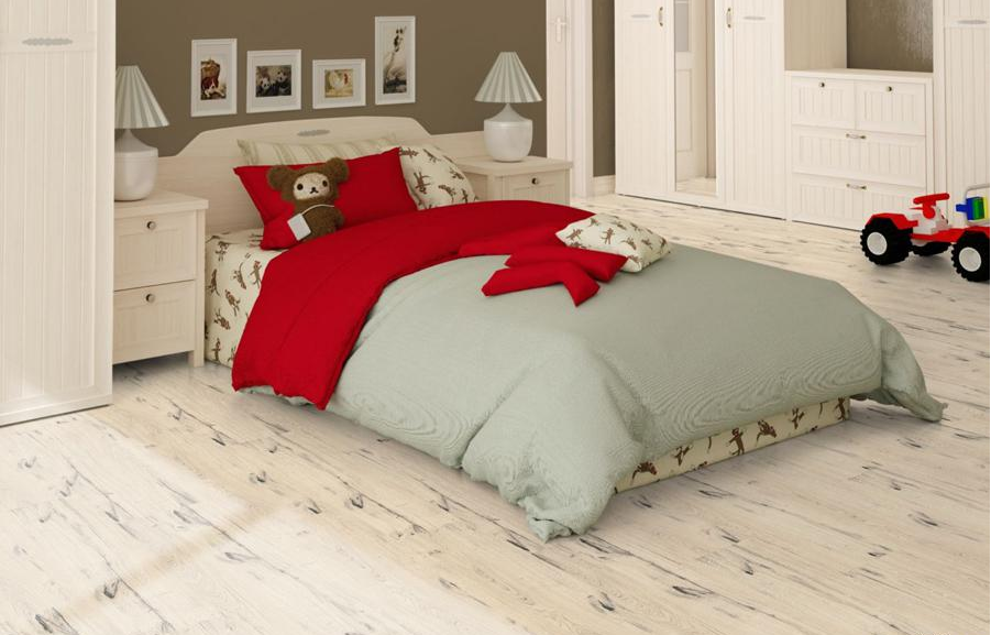 Пробковый пол клеевой Corkstyle Wood Stone Oak Limewashed фото в интерьере