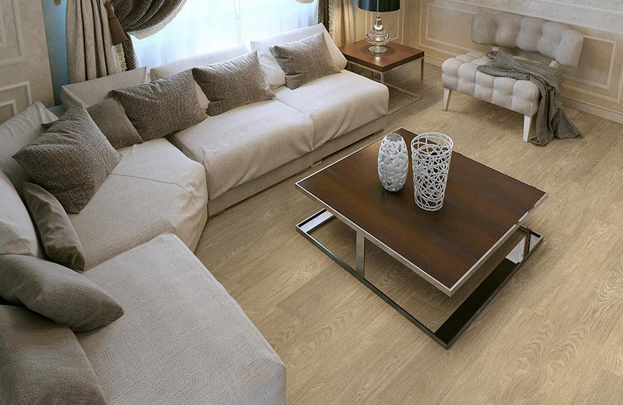 Пробковый пол клеевой Corkstyle Wood XL Oak Delux 1235×200×6 фото в интерьере