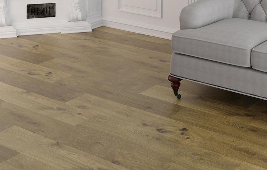 Пробковый пол замковый Corkstyle Wood XL Oak Knotty 1235×200×10 фото в интерьере