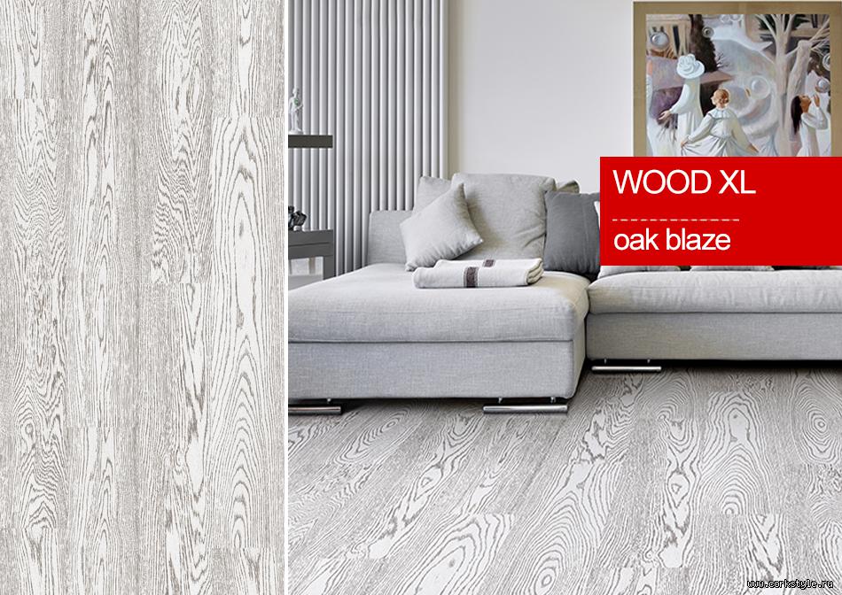 Пробковый пол клеевой Corkstyle Wood XL Oak Blaze 1235×200×6 фото в интерьере