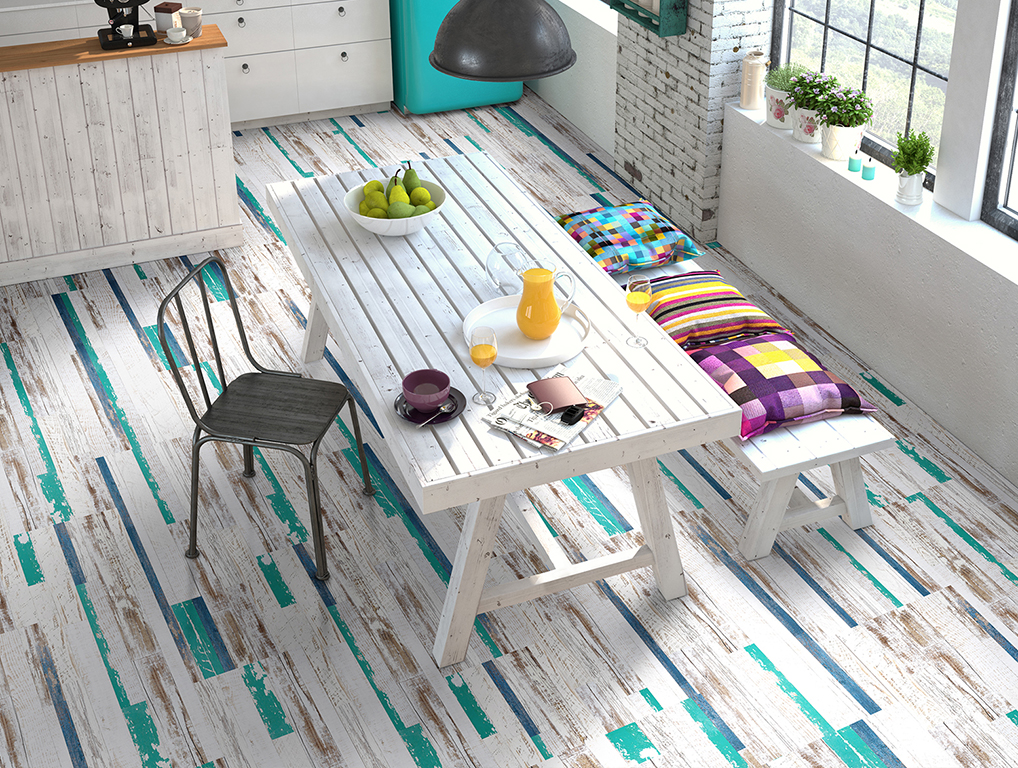 Пробковый пол клеевой Corkstyle Impuls Vert 915×305×6 фото в интерьере