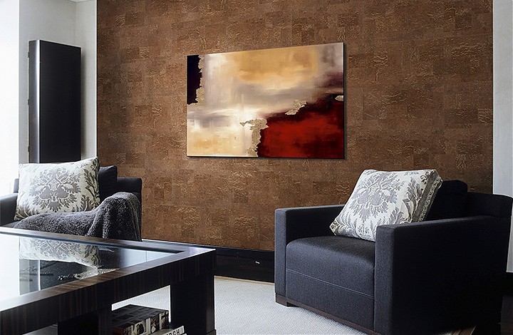 Пробковая стеновая панель Wicanders Dekwall Malta Chestnut RY1L001 600×300×3 фото в интерьере