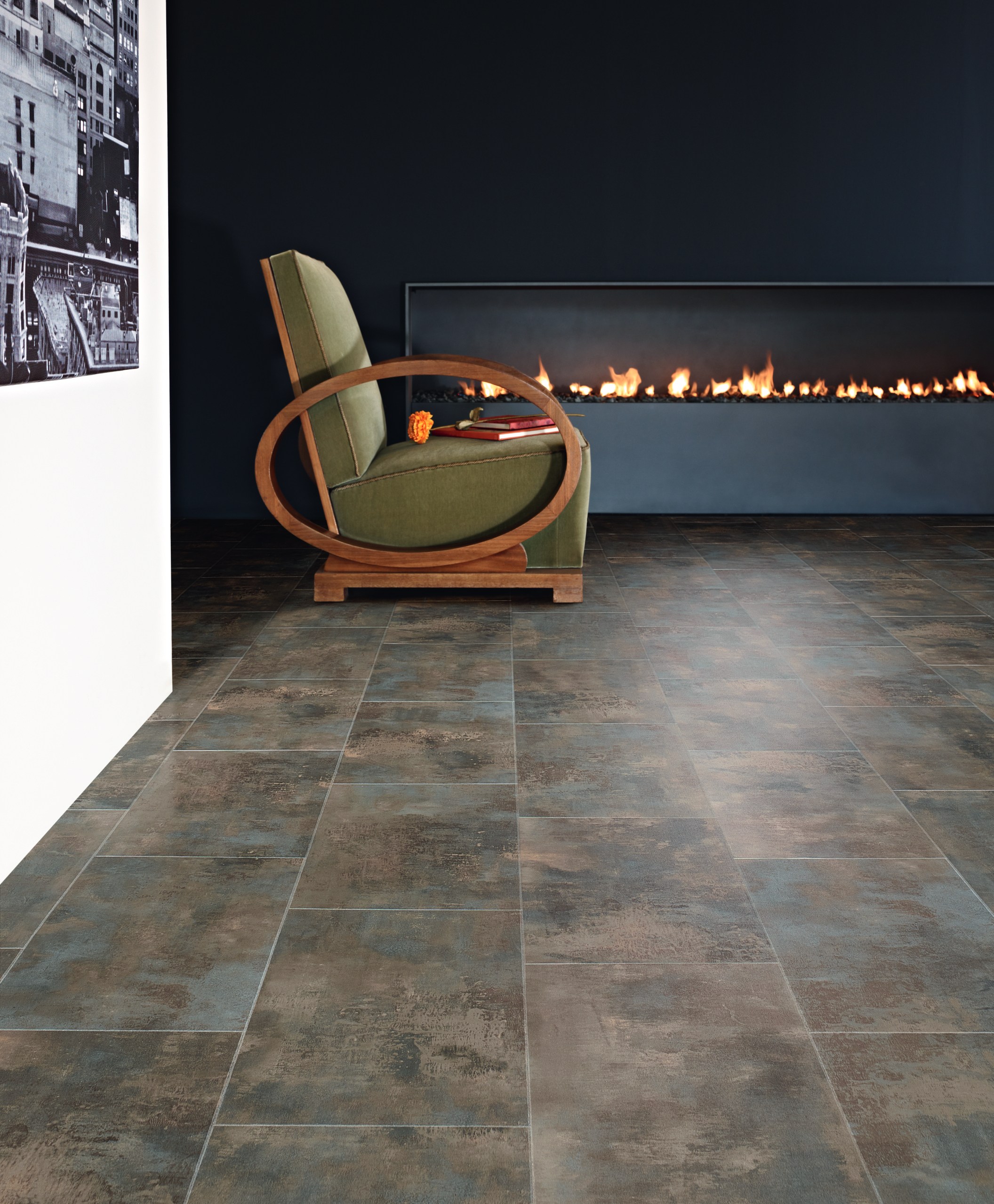 Виниловый пол Design Floors замковый Ultimo Dorato Stone 40862 655×324×4.5 фото в интерьере