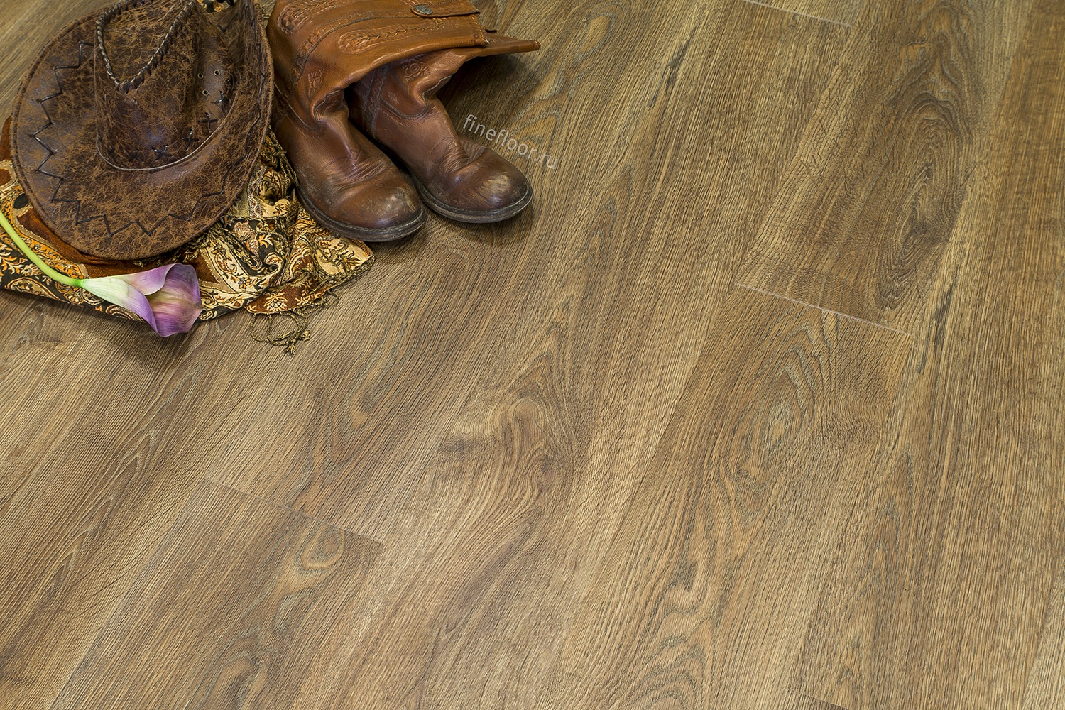 Кварцвиниловая плитка FineFloor замковая Rich Дуб Катания FF-1978 1316×191×4,5 фото в интерьере