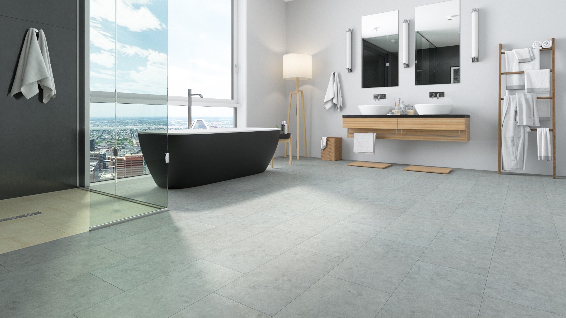 Кварцвиниловый SPC ламинат Fargo Stone Горный Хрусталь JC 11013 600×300×4 фото в интерьере