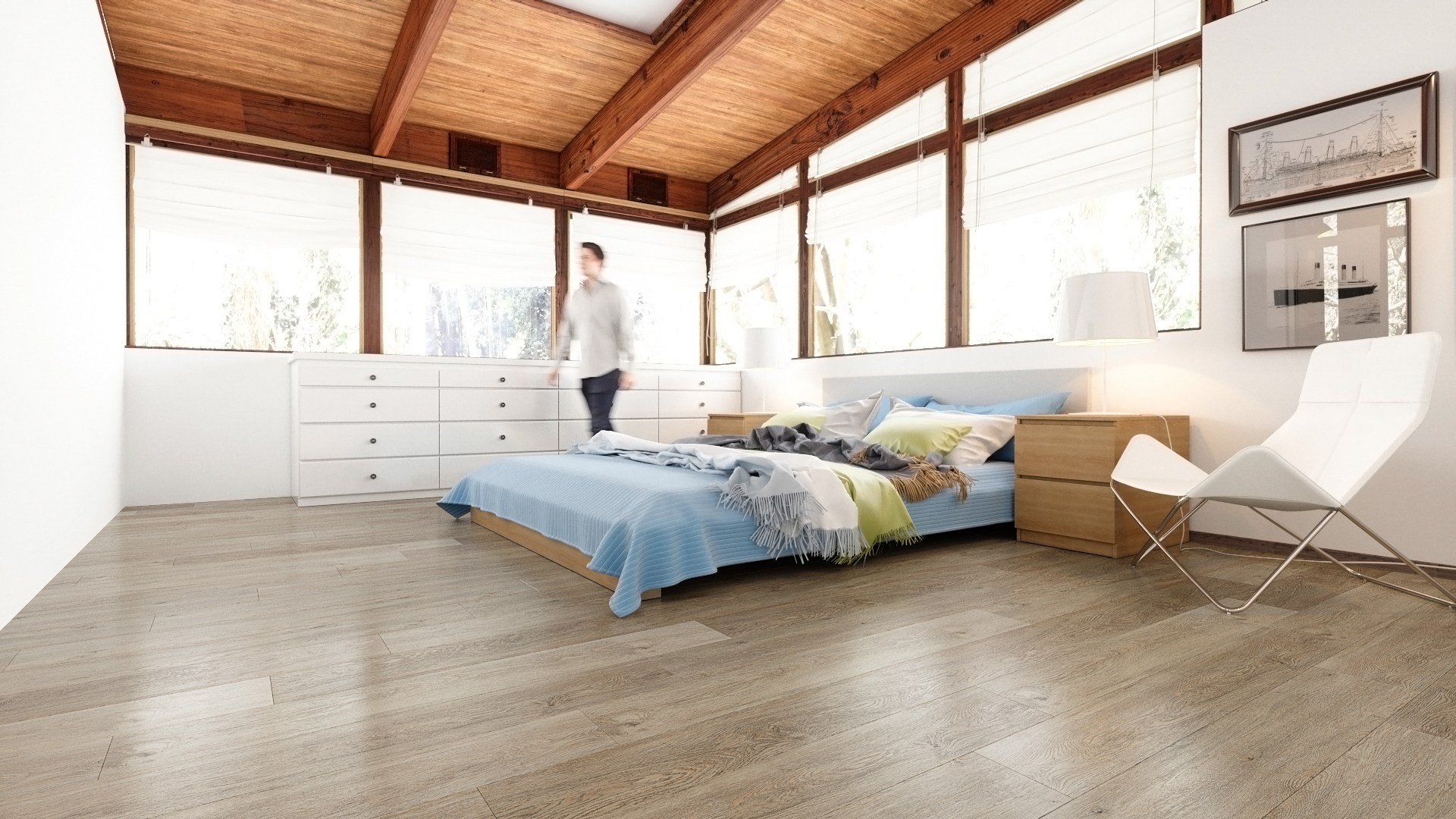 Кварцвиниловый SPC ламинат Fargo Comfort Дуб Классик JC 18002-1 1220×180×4 фото в интерьере