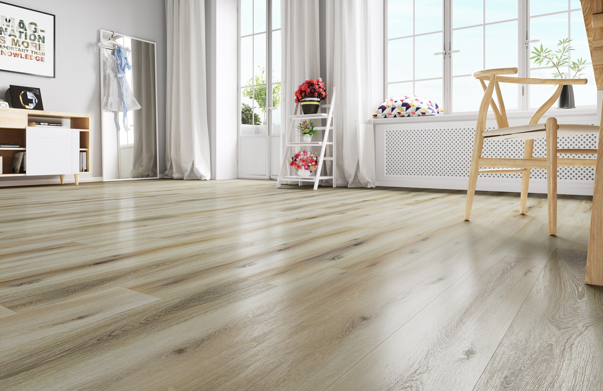 Кварцвиниловый SPC ламинат Fargo Comfort Дуб Мартовский VL 89015-003 1220×180×4 фото в интерьере