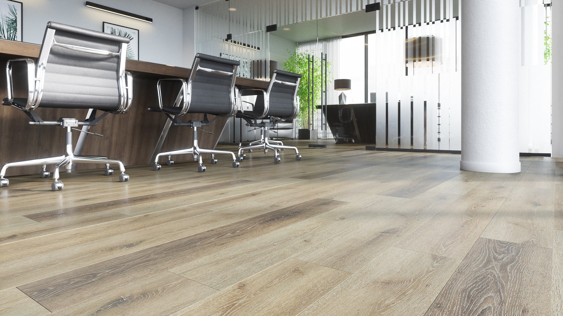 Кварцвиниловый SPC ламинат Fargo Comfort Дуб Песчаный остров VL 88018-001 1220×180×4 фото в интерьере