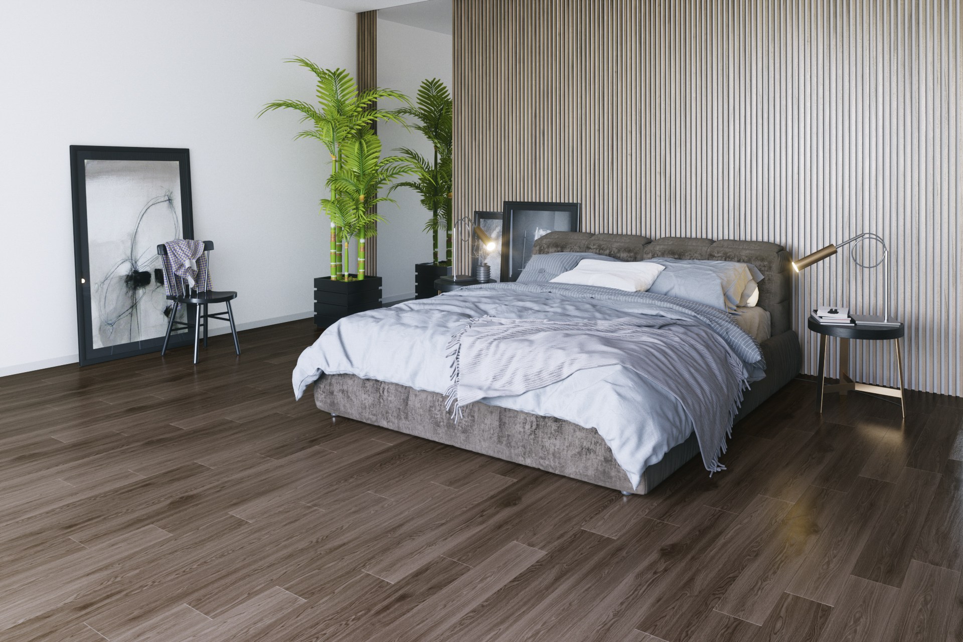 Кварцвиниловый SPC ламинат Fargo Comfort Дуб Старый JC 18001-28 1220×180×4 фото в интерьере