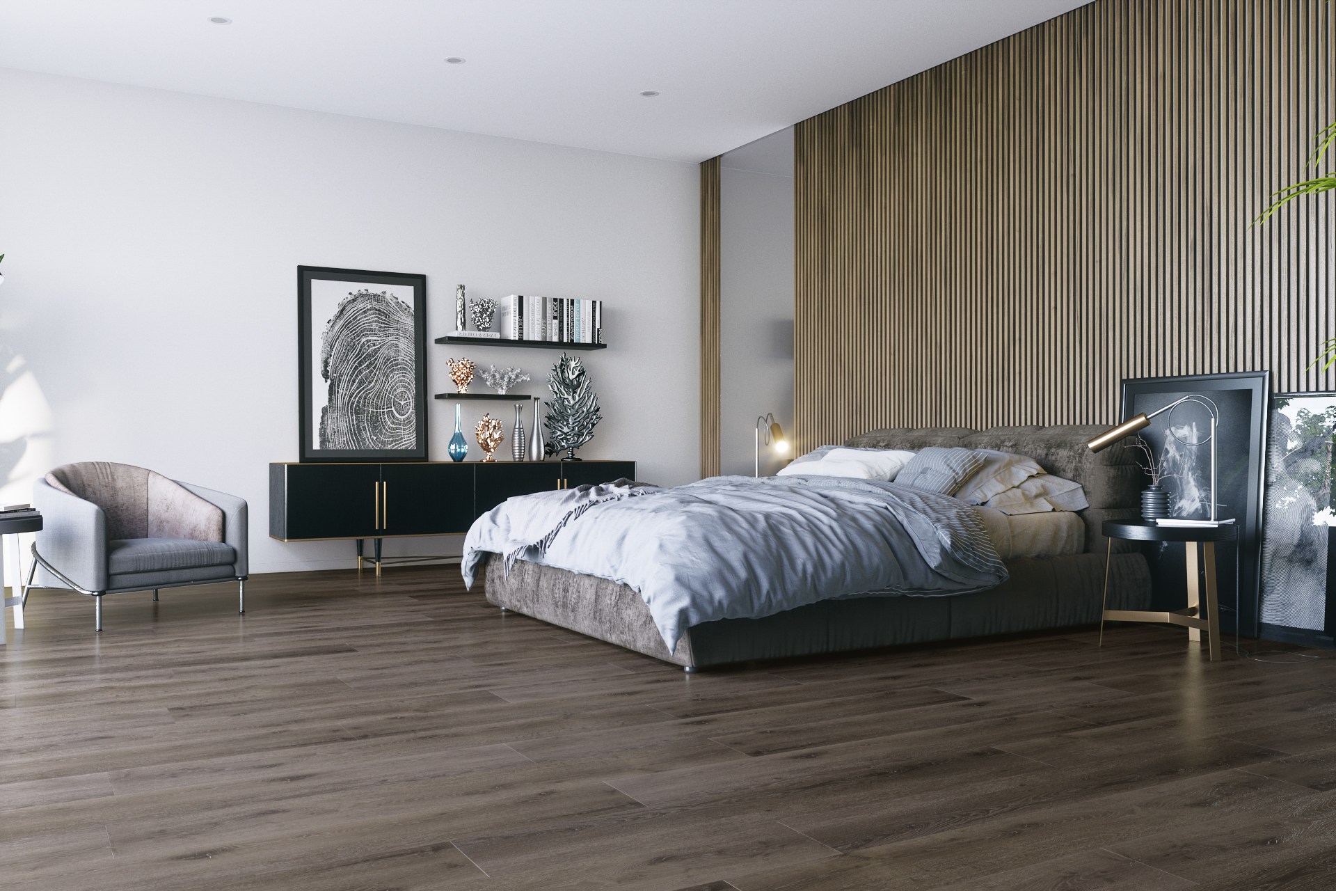 Кварцвиниловый SPC ламинат Fargo Comfort XXL Дуб Французский DL 1604 1520×227×4 фото в интерьере